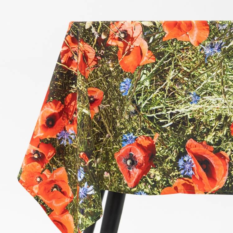 Foonka Mohn Tischdecke 3D Optik Mohnwiese