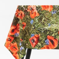 Foonka Mohn Tischdecke 3D Optik Mohnwiese