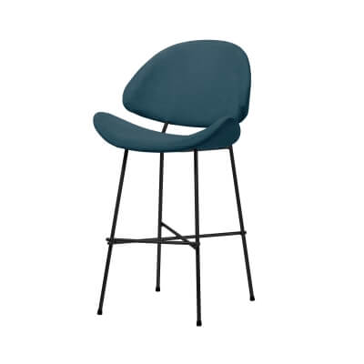 Iker Cheri Bar low Trend Barhocker mit Lehne schwarz blau Mystic50 Stoff