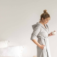 Moyha Hooded Comfort Hausmantel mit Kapuze grau