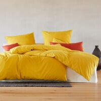 Cotonea Bio Edel-Linon-Bettwäsche Uni Renforcé Gelb