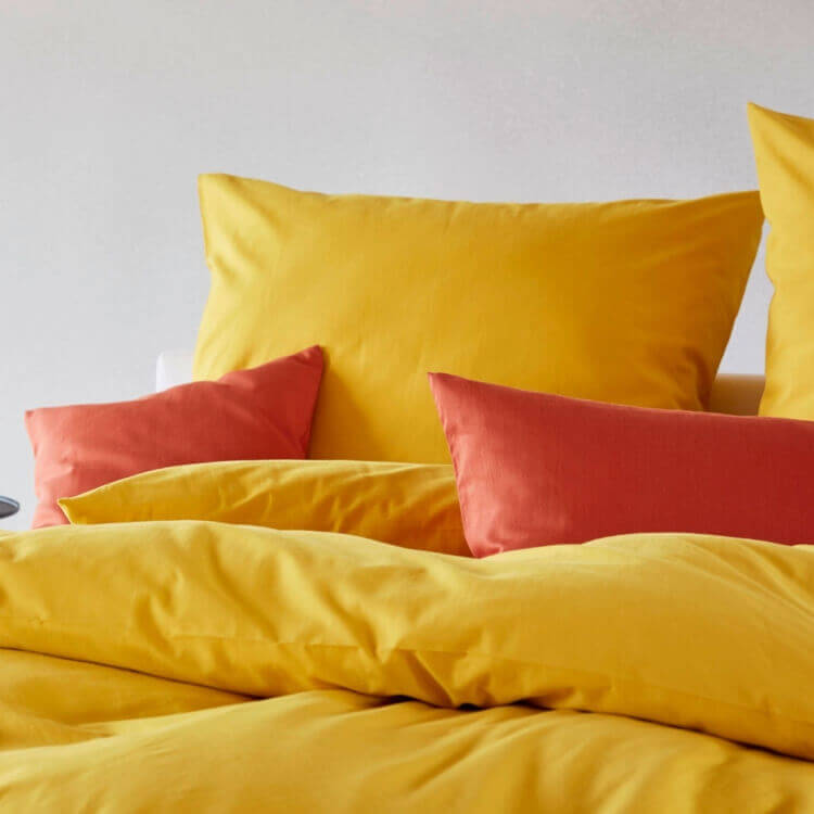 Cotonea Bio Edel-Linon-Bettwäsche Uni Renforcé senfgelb