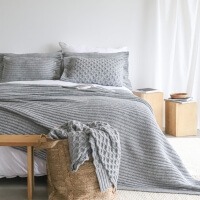 Moyha Strick Tagesdecke Cosy Hellgrau