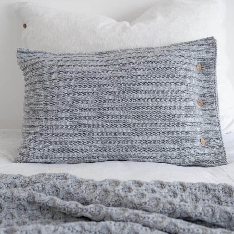 Moyha Strick Zierkissen New Cosy grau