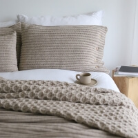 Moyha Dekokissen Cosy long Beige Rippenstrick