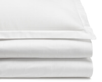 Edle Mako-Damast Bettwäsche gestreift in uni weiß