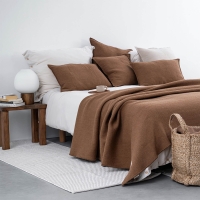 Bettüberwurf braun Haselnuss MOYHA Wool