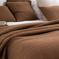 Tagesdecke braun Haselnuss Schafsschurwolle Baumwolle MOYHA Wool