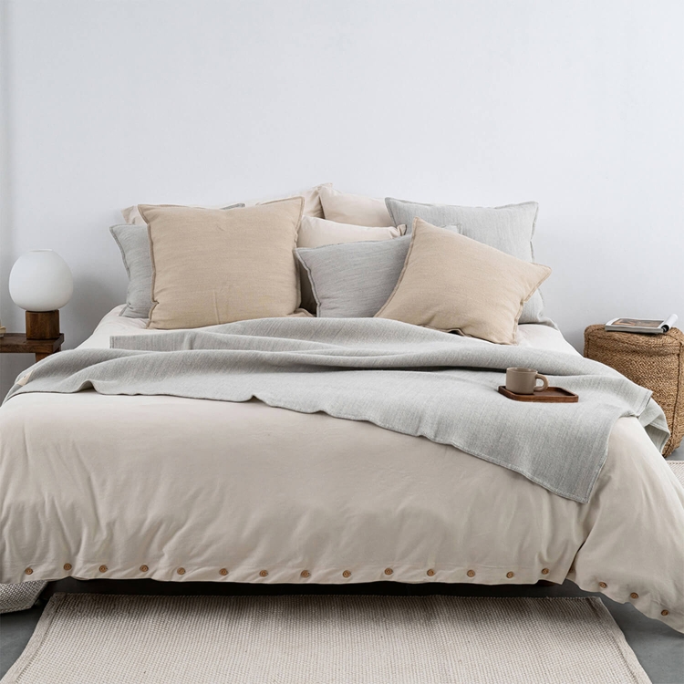 Schurwoll-Decke hellgrau Bettüberwurf Moyha Wool