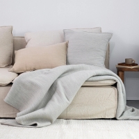 Sofadecke hellgrau Schurwolle MOYHA Wool