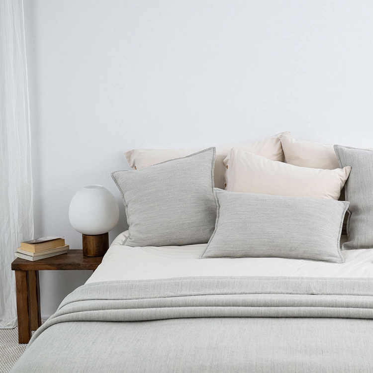 Zierkissen Hellgrau Schurwolle Moyha Wool