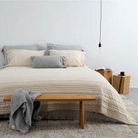 MOYHA Gesteppte Tagesdecke Beige Sand Baumwolle ecru