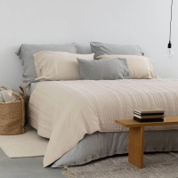 Baumwolle Tagesdecke gesteppt beige sand Moyha