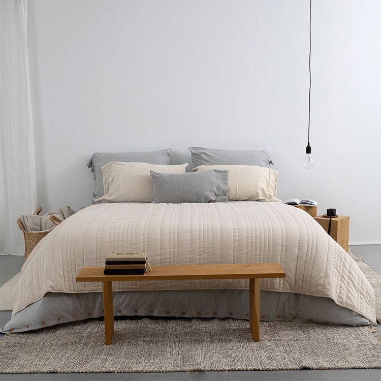 Gesteppte Tagesdecke Creme beige Moyha Baumwolle