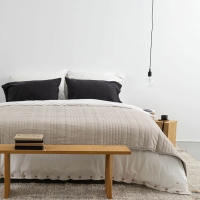 MOYHA Gesteppte Tagesdecke Taupe Baumwolle graubeige