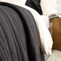 Baumwolle Tagesdecke gesteppt Dunkelgrau Moyha