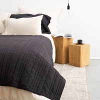 Baumwoll-Tagesdecke Anthrazit Dunkelgrau Moyha