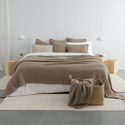 MOYHA Tagesdecke Woolen Weave taupe 240x220 cm