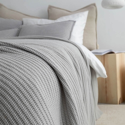 MOYHA Tagesdecke Woolen Weave Hellgrau 240x220 cm 2