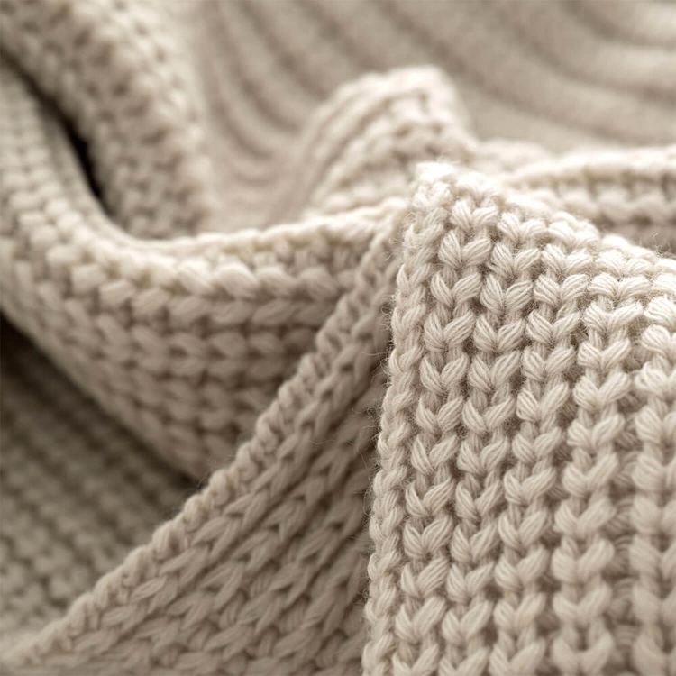 Moyha Strickdecke Woolen Weave, Creme Ecru, Material Grobstrick