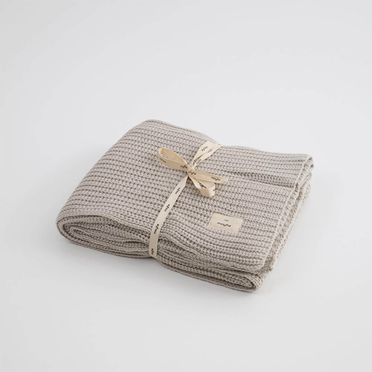 Moyha Woolen Weave Strickdecke, Creme Ecru, Grobstrick