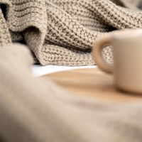 Moyha Woolen Weave Bettüberwurf, Beige, Grobstrick, 130x170 cm