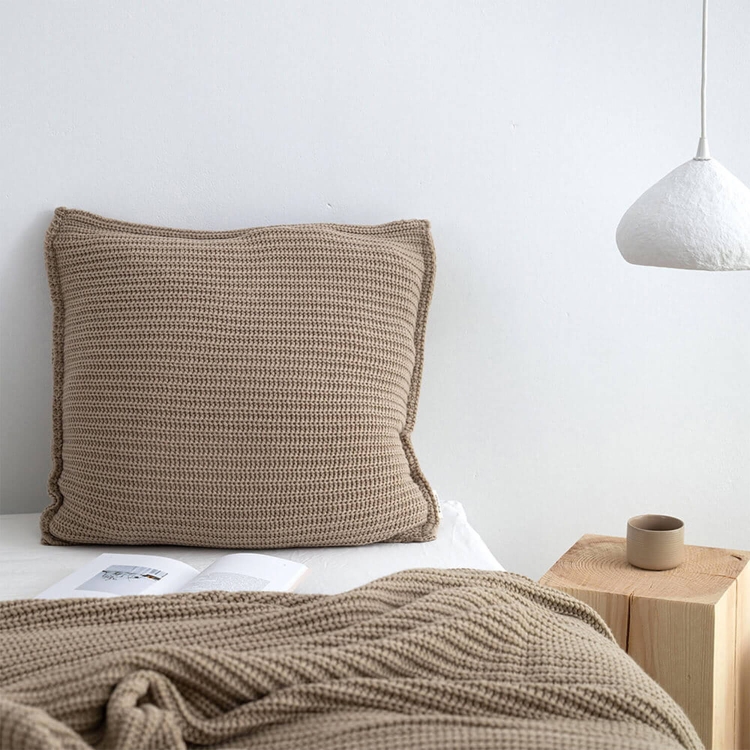 Moyha Strick-Plaid Woolen Weave in Beige, Material Grobstrick, 130x170 cm