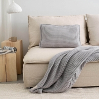 Moyha Strickdecke Woolen Weave grau, Grobstrick-Plaid 130x170 cm