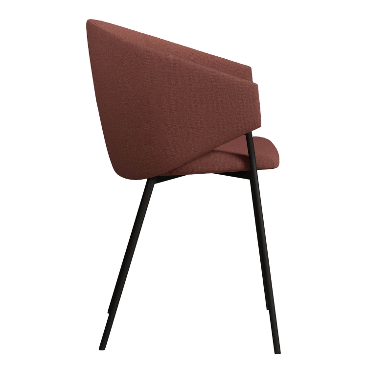 Seitliche Ansicht des Iker Throne Stuhls 58 Indie Pink mit FSC-zertifiziertem Sperrholzrahmen