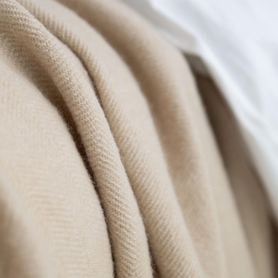 MOYHA Tagesdecke Herringbone Beige aus 100% natürlicher Wolle, ideal für Betten von 160x200 cm bis 180x200 cm 2