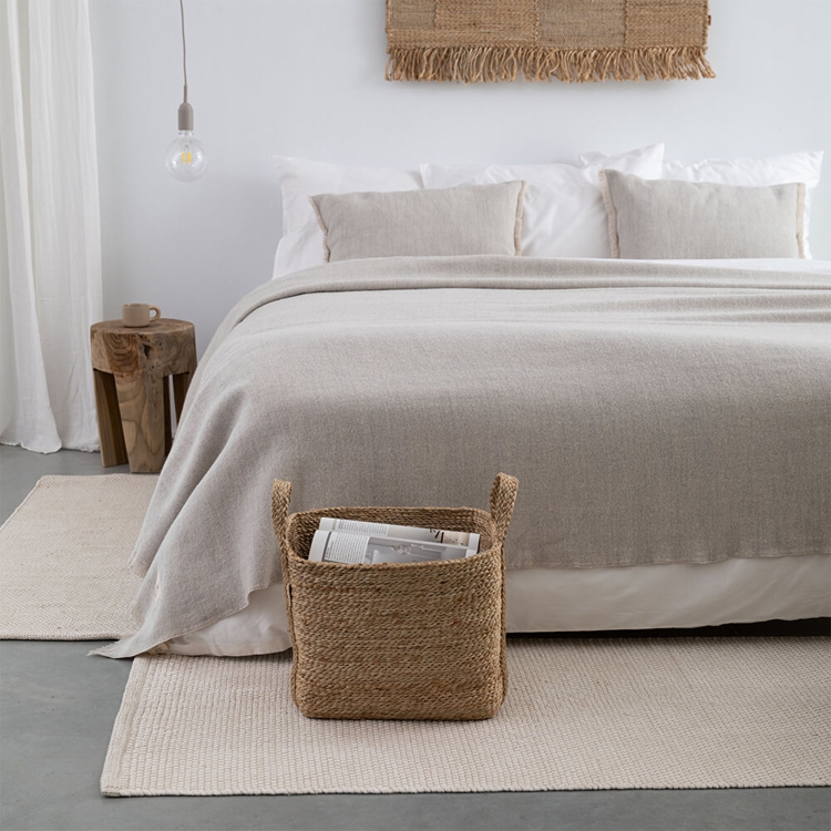 MOYHA Tagesdecke Herringbone Hellgrau 220x240 cm, perfekt für kalte Jahreszeiten