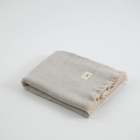 MOYHA Wolldecke Herringbone Hellgrau 130x170 cm im Wohnzimmer