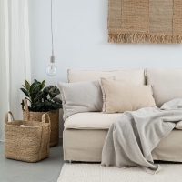 Elegante MOYHA Wolldecke Herringbone Hellgrau 130x170 cm gefaltet