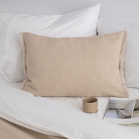 Dekoratives MOYHA Herringbone Dekokissen Beige 60x40 cm aus weicher Wolle