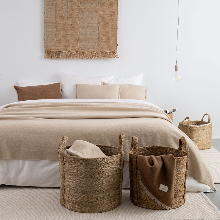 MOYHA Dekokissen in Beige mit Fischgrätenmuster, Größe 60x40 cm