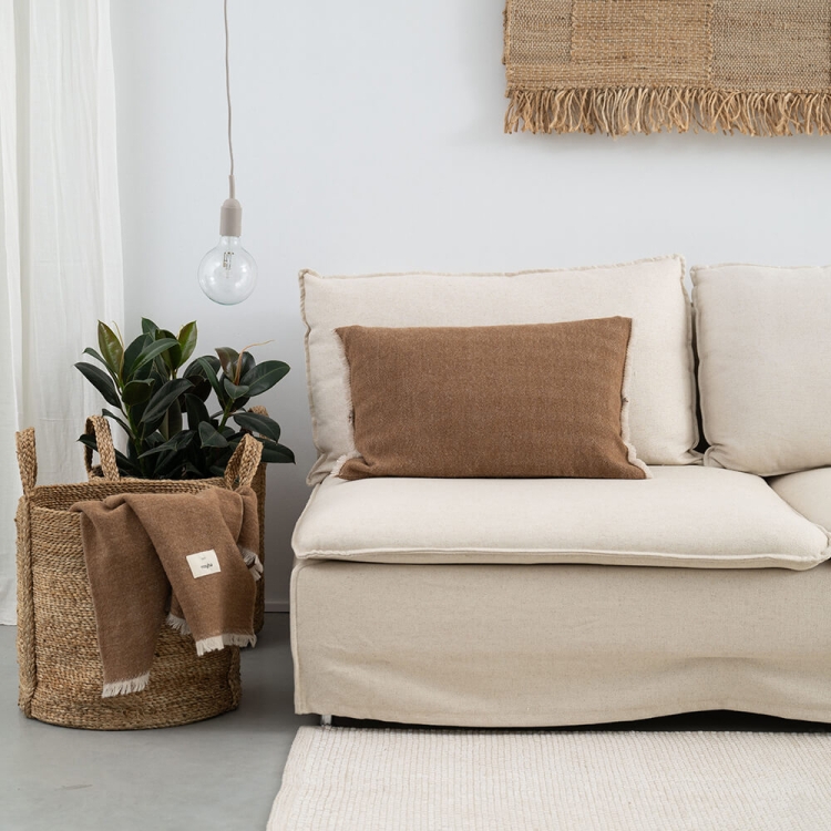 Elegantes MOYHA Dekokissen Herringbone Haselnussbraun 60x40 cm