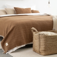 MOYHA Herringbone Dekokissen Haselnussbraun 60x40 cm mit Fransen