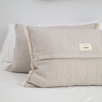 MOYHA Dekokissen Herringbone Hellgrau 60x40 cm mit Fransen