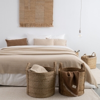 Handgefertigter MOYHA Jute Korb rund, Natur, 40 cm x 38 cm