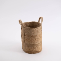 Handgefertigter MOYHA Jute Korb hoch, Natur, rund, 40x52 cm