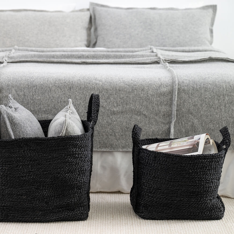 Schwarzer MOYHA Jutekorb, klein, rechteckig, 35x25x28 cm