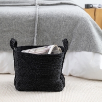 Handgefertigter MOYHA Jute Korb klein Schwarz, 35x25 cm, Höhe 28 cm