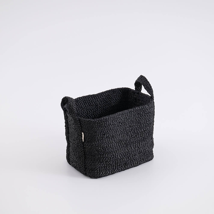 MOYHA rechteckiger Jute Korb klein, Farbe Schwarz, 35x25x28 cm