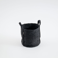 Schwarzer runder MOYHA Jute Korb, klein, 36 cm Durchmesser, 36 cm Höhe