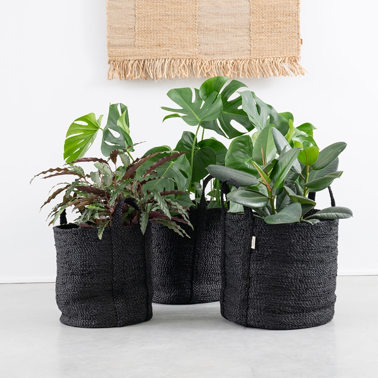 MOYHA Jutekorb rund, schwarz, 40 cm Durchmesser, 38 cm Höhe