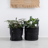 MOYHA Runder Jute Korb Schwarz, Durchmesser 40 cm, Höhe 38 cm