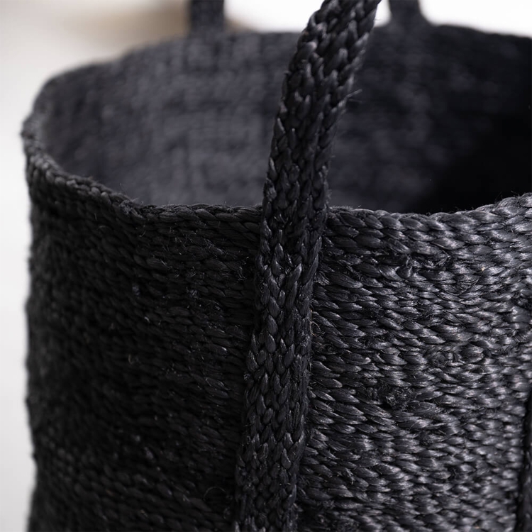 Schwarzer MOYHA Jutekorb, rund, 40 cm Durchmesser, 52 cm hoch