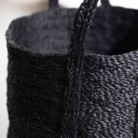 Schwarzer MOYHA Jutekorb, rund, 40 cm Durchmesser, 52 cm hoch