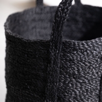 Schwarzer MOYHA Jutekorb, rund, 46 cm Durchmesser, 40 cm hoch