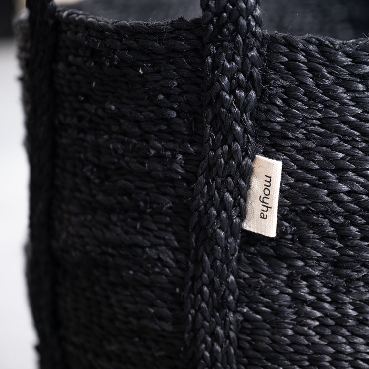 Großer runder MOYHA Jute Korb, Schwarz, 46 cm Durchmesser, 40 cm hoch